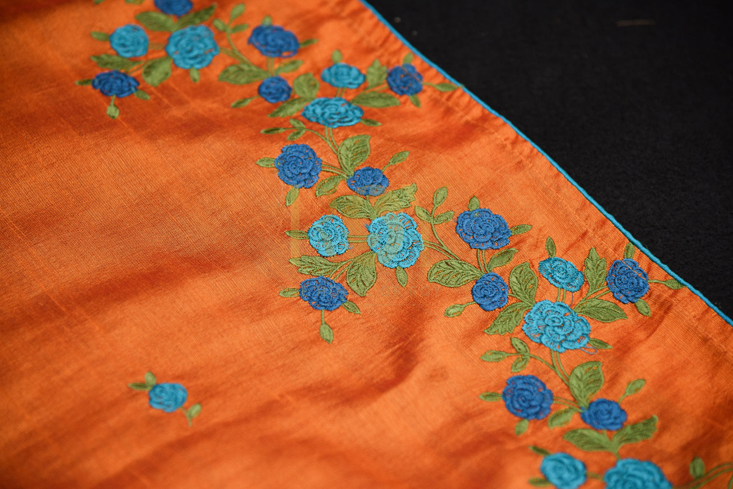 Orange Silk Embroidery Saree
