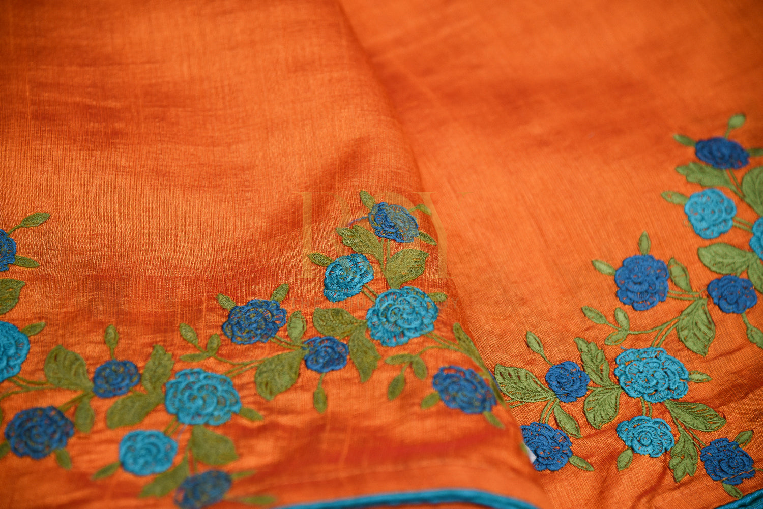 Orange Silk Embroidery Saree