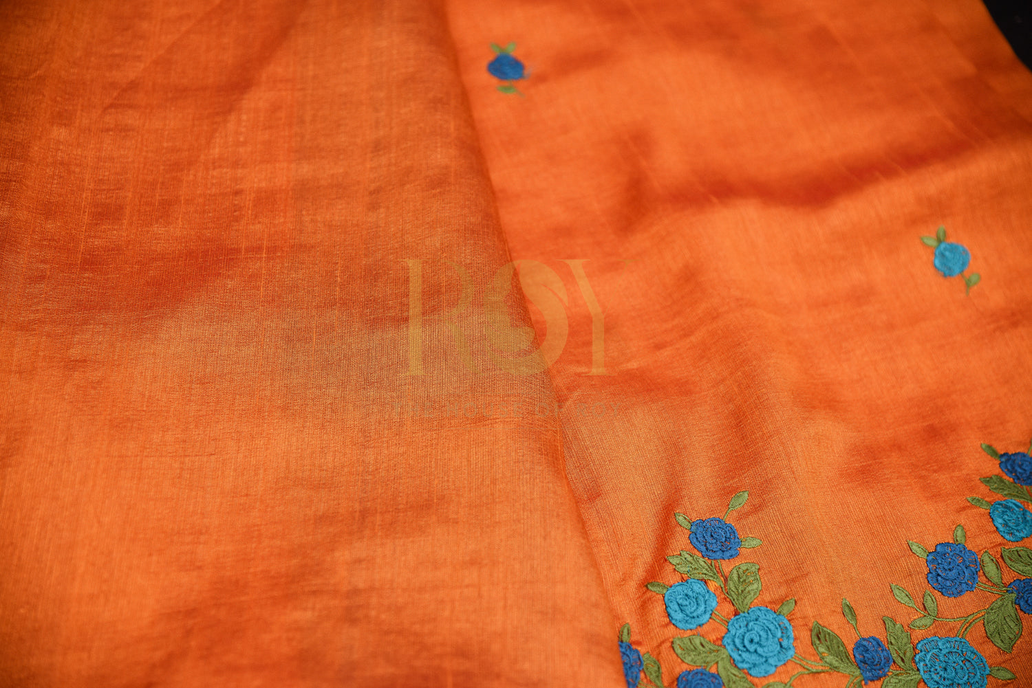 Orange Silk Embroidery Saree
