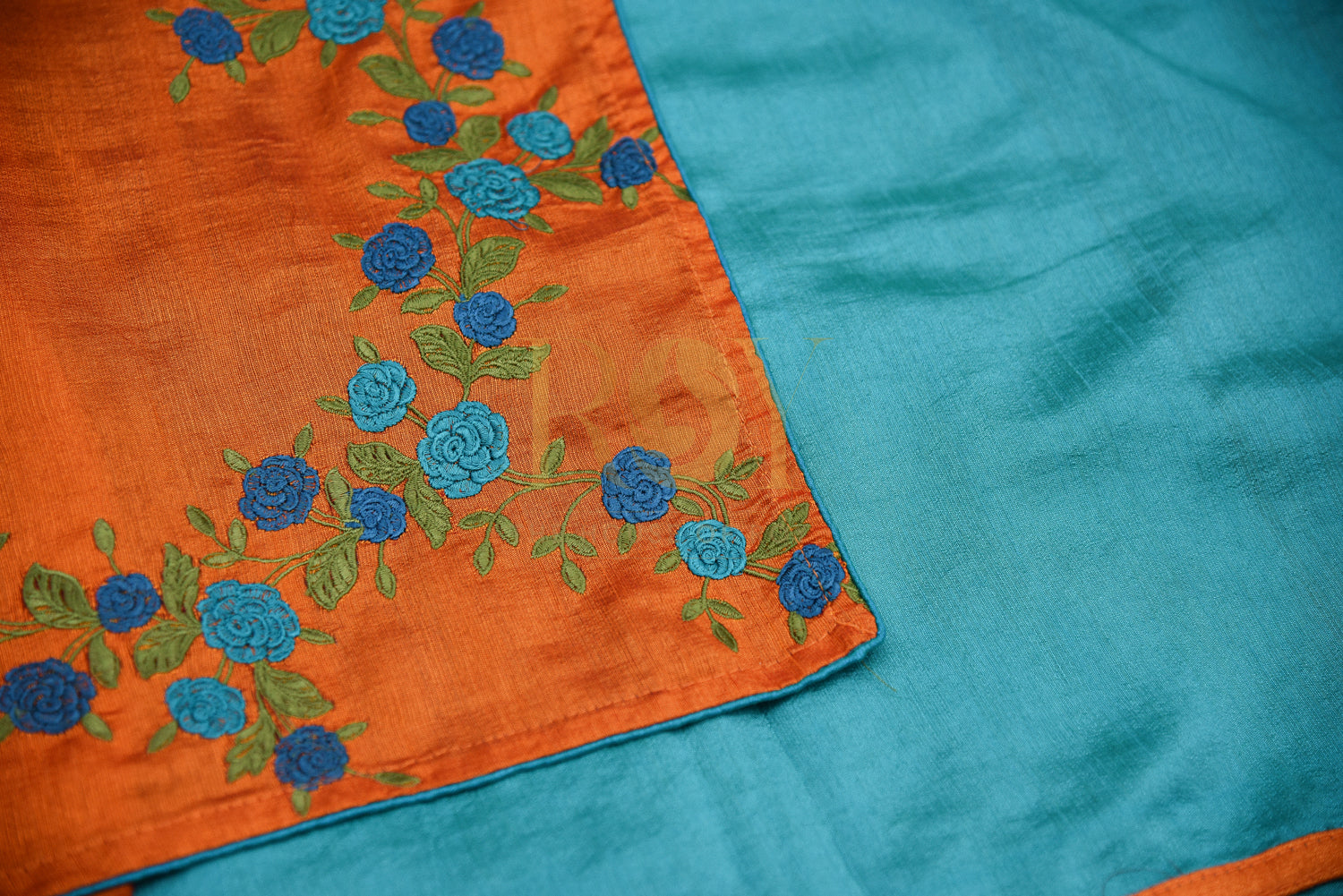 Orange Silk Embroidery Saree