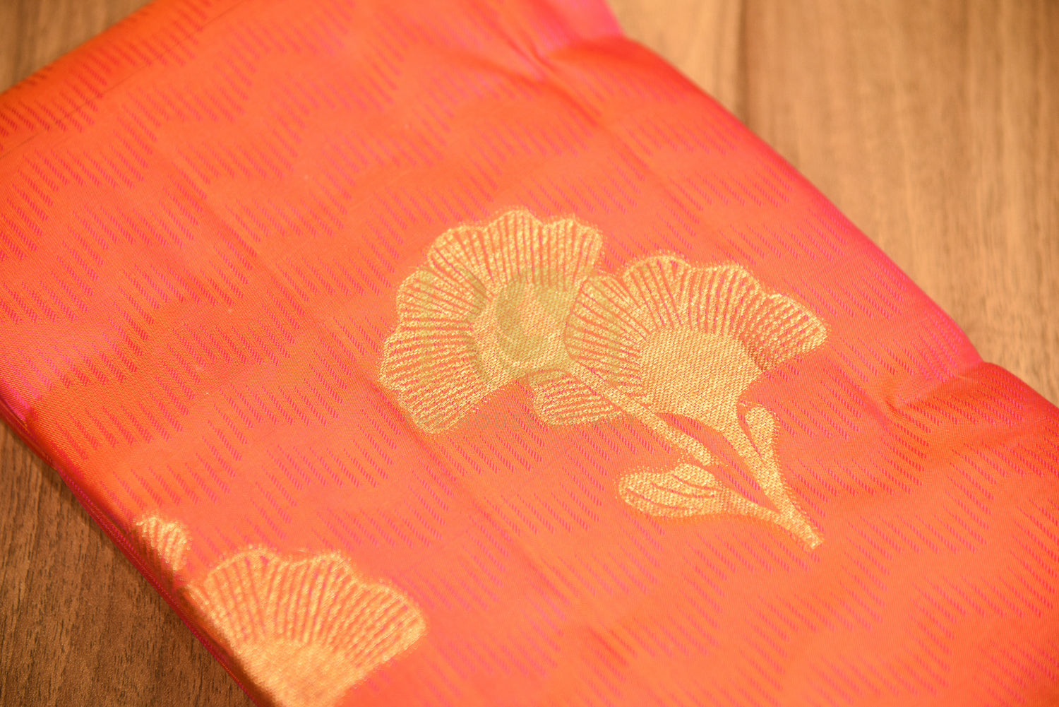 Pure Soft Silk Orangish Pink Saree