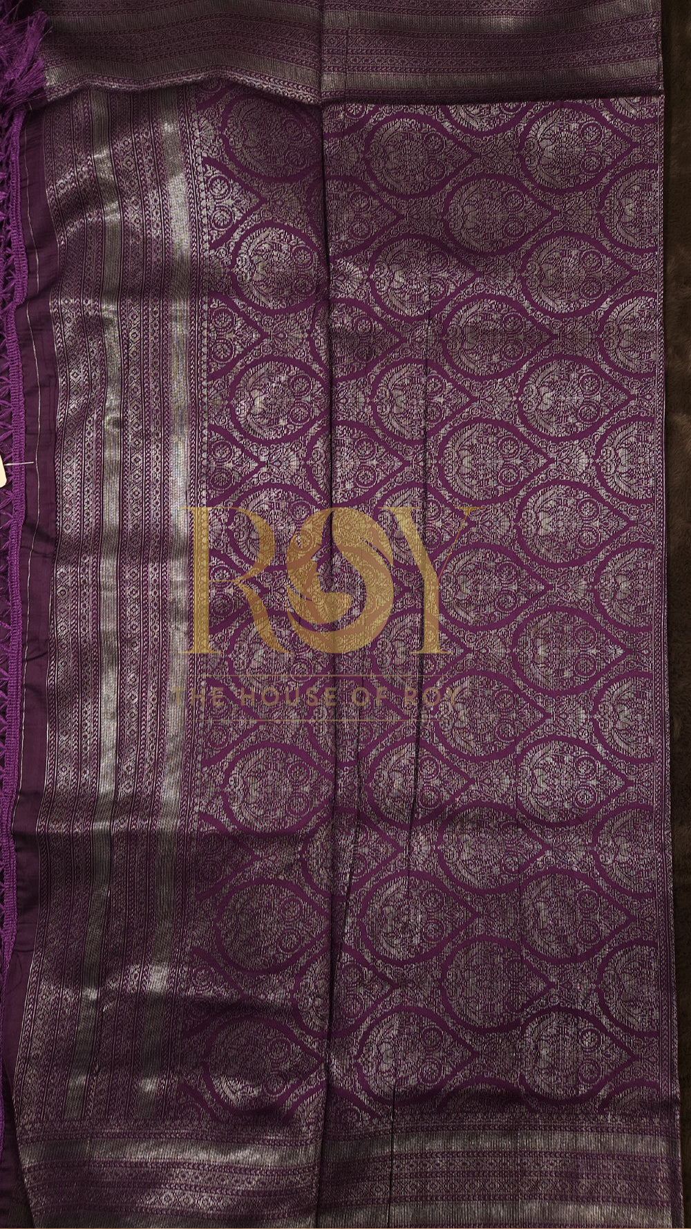 Pale green with purple fancy tissue saree