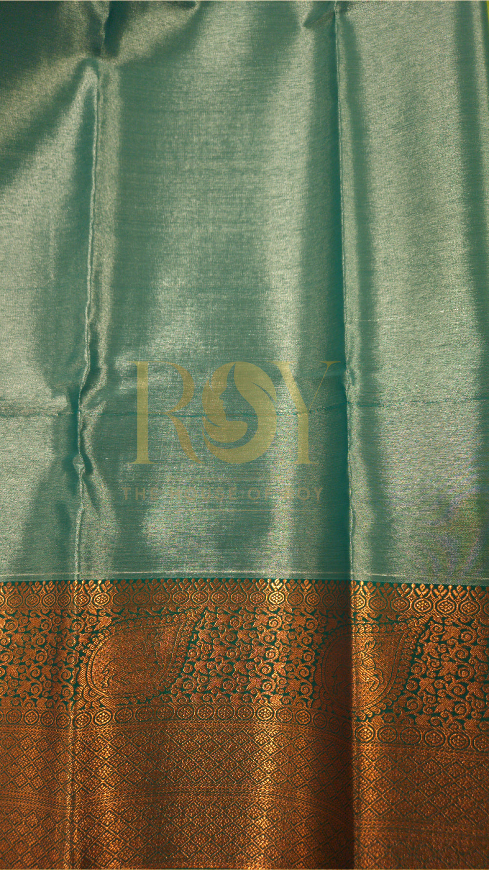 Parrot Green Copper Jari Kodi Jacquard Tissue Silk Saree