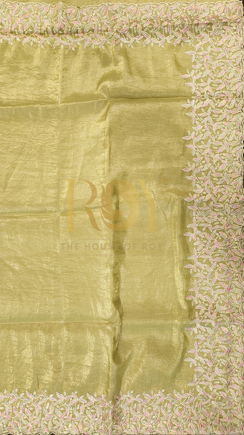 Pastel Yellow Crushed Shimmer Organza Saree | Novelty Wear – The House of Roy