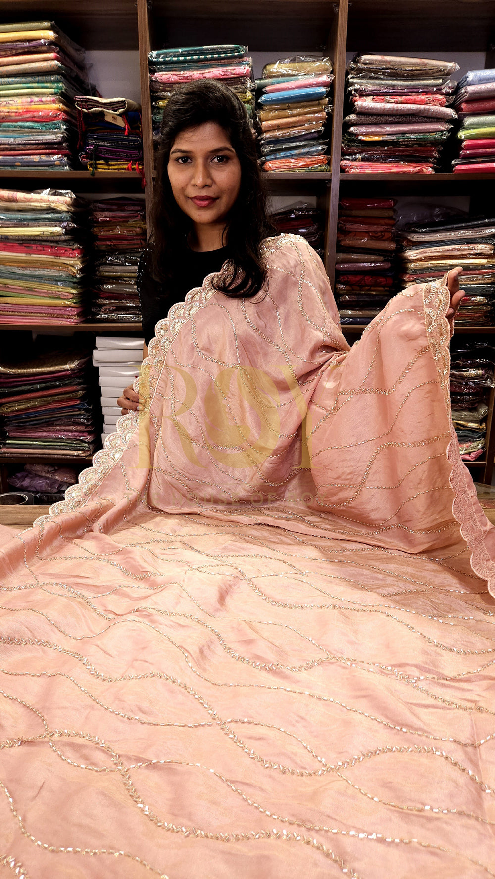 Peach Party Wear Saree