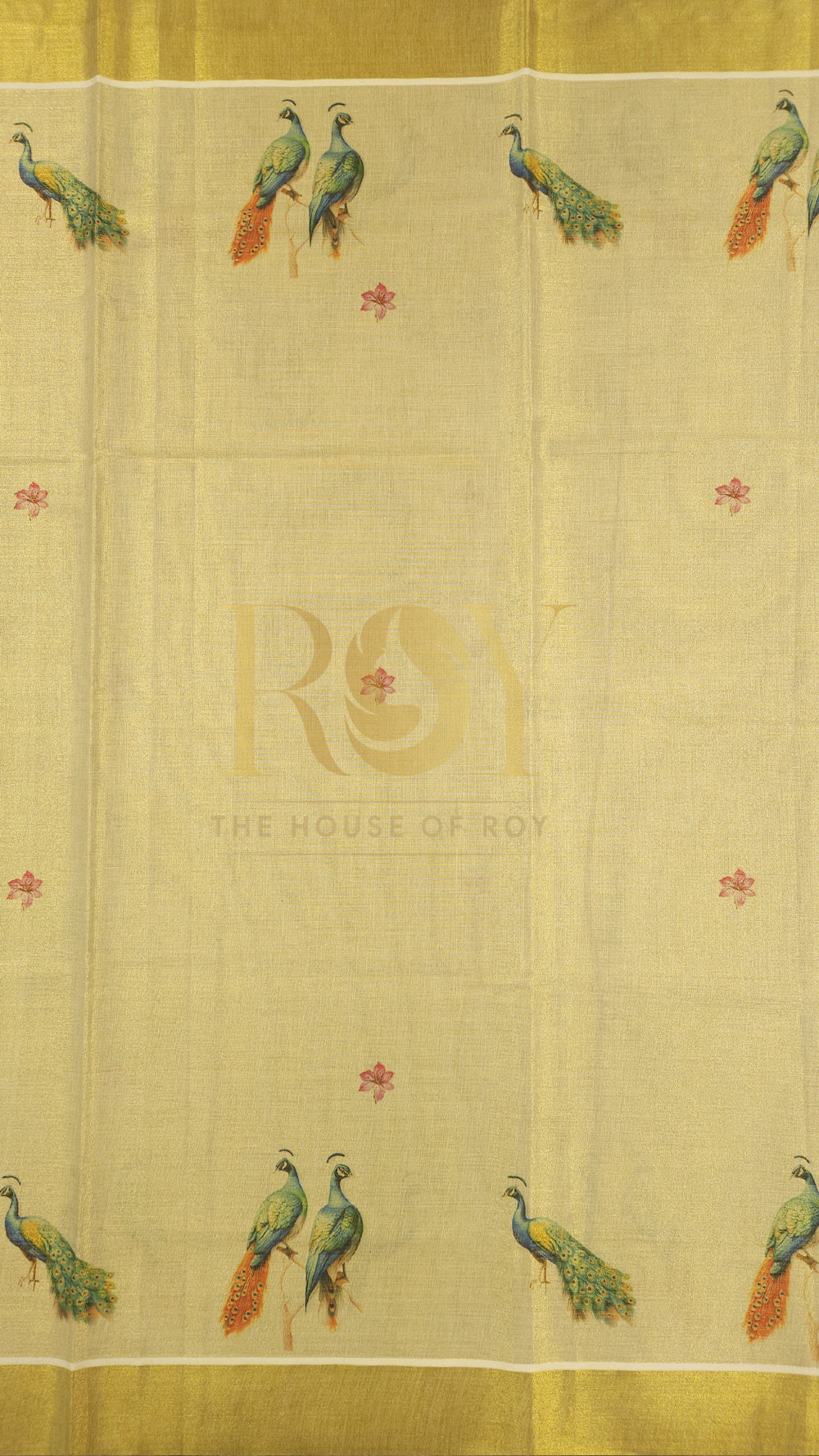 Peacock Print Tissue Kerala Saree