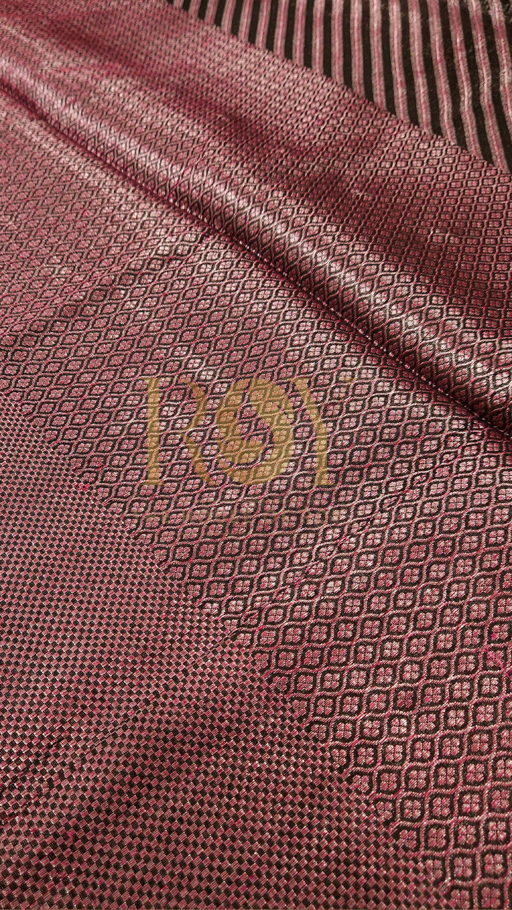 Tissue Style Weave Pinkish Black Saree with Silver Zari