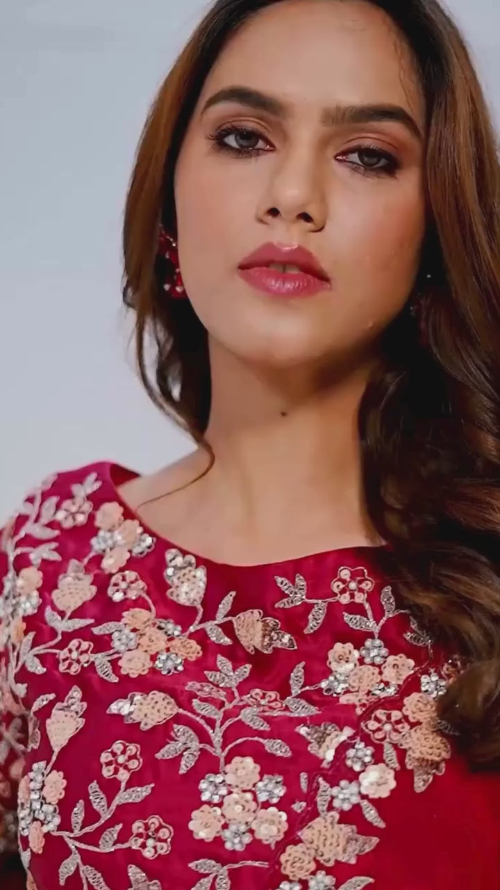 Maroon Designer Saree
