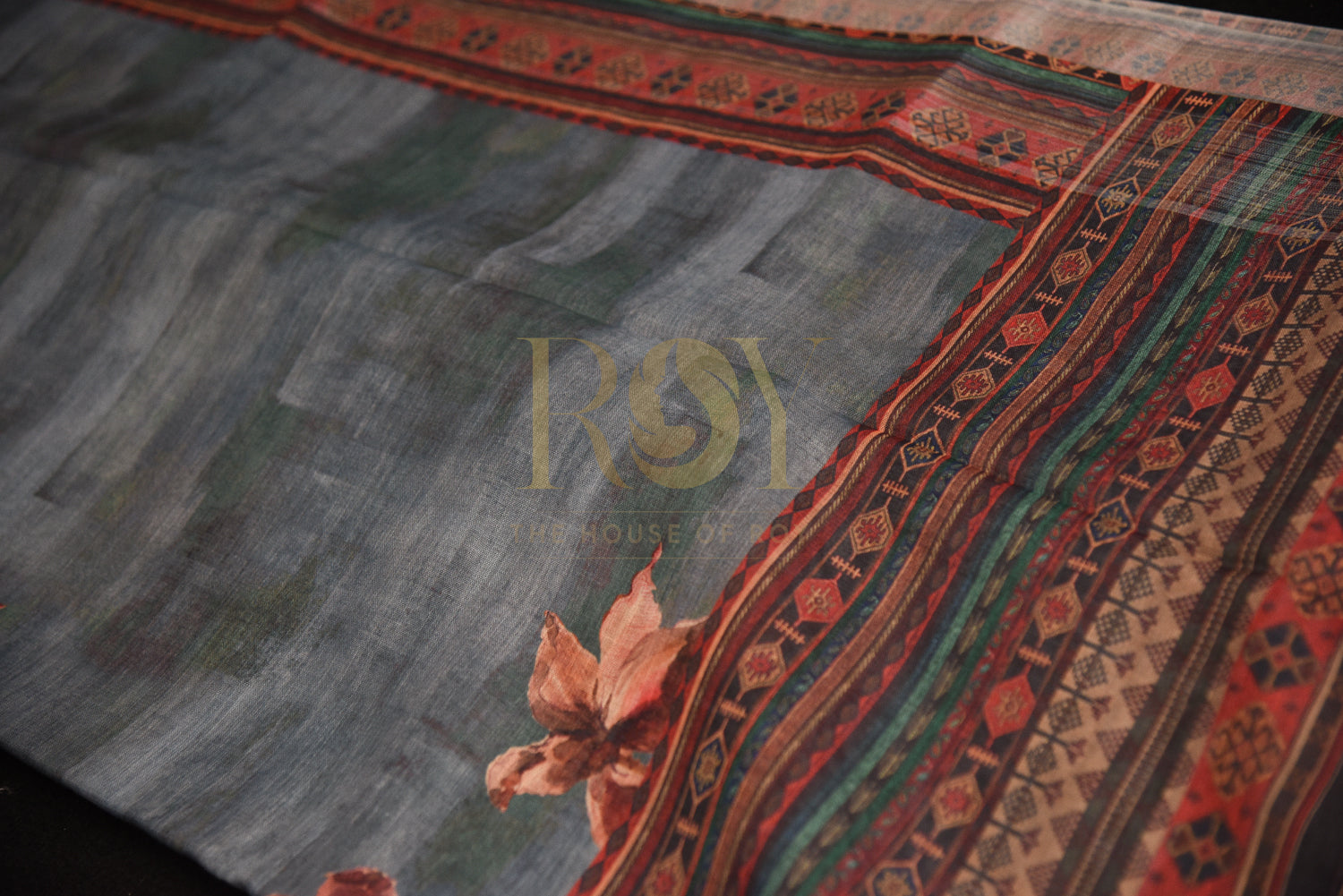 Vibrant Printed Linen Cotton Saree