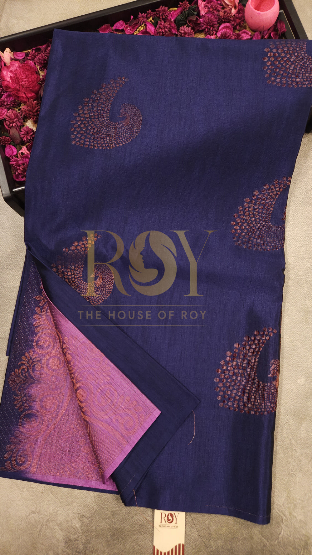 Prussian blue soft slub silk