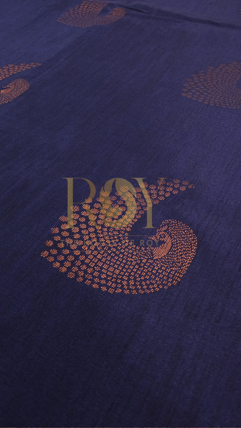 Prussian blue soft slub silk
