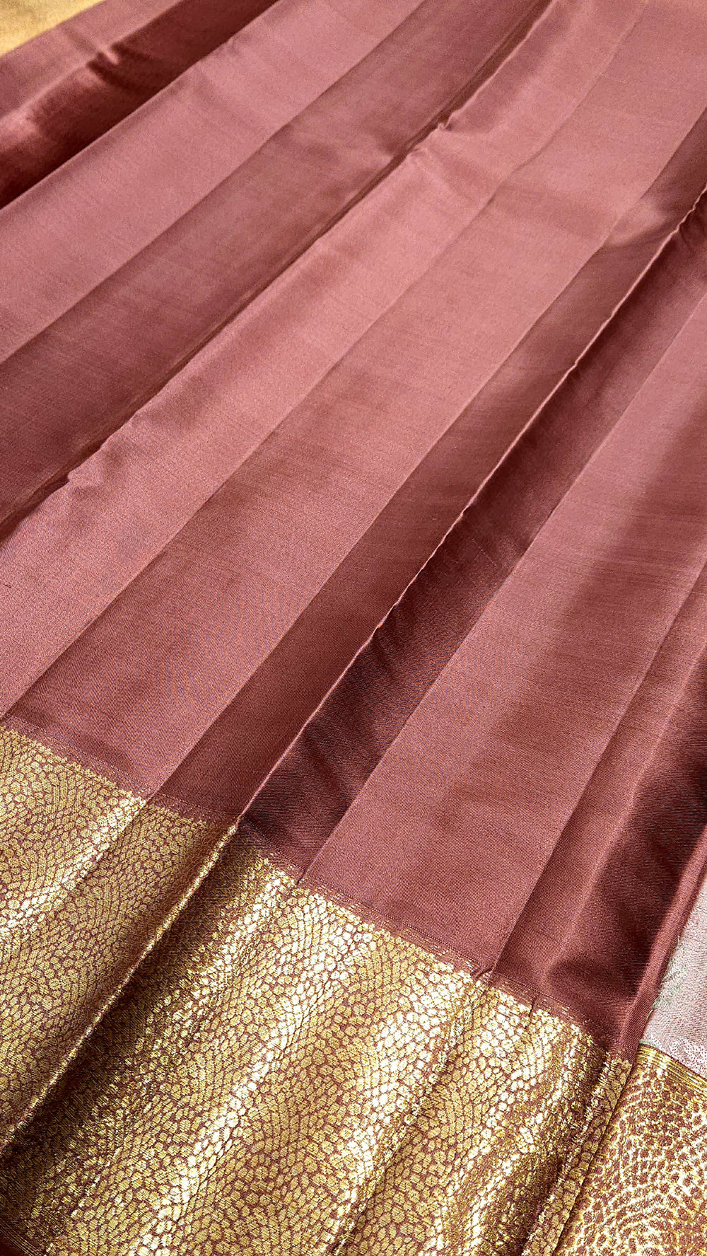 Pure Kancheepuram Silk Saree Mauve Pink with Brown