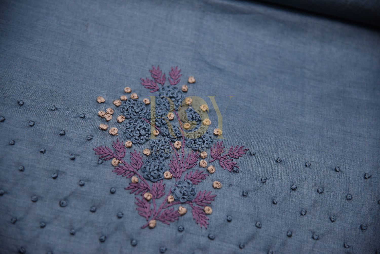 Floral Embroidery Pure Tussar Silk Saree