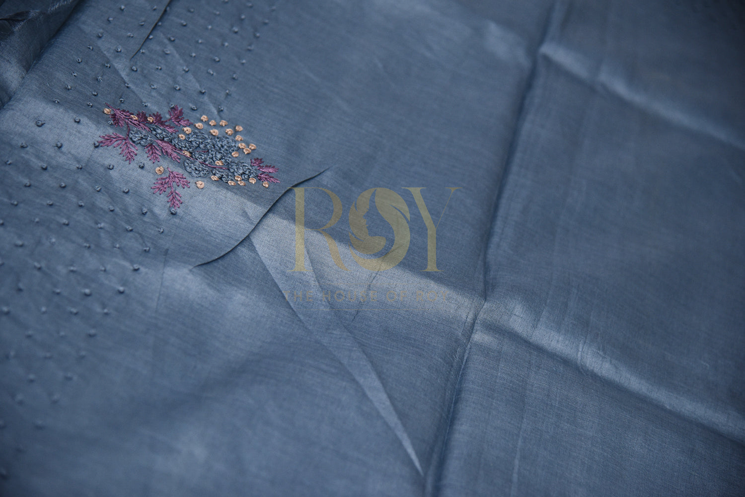 Floral Embroidery Pure Tussar Silk Saree