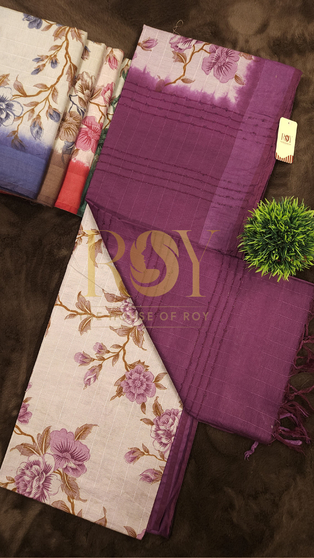 Purple Floral Print Saree