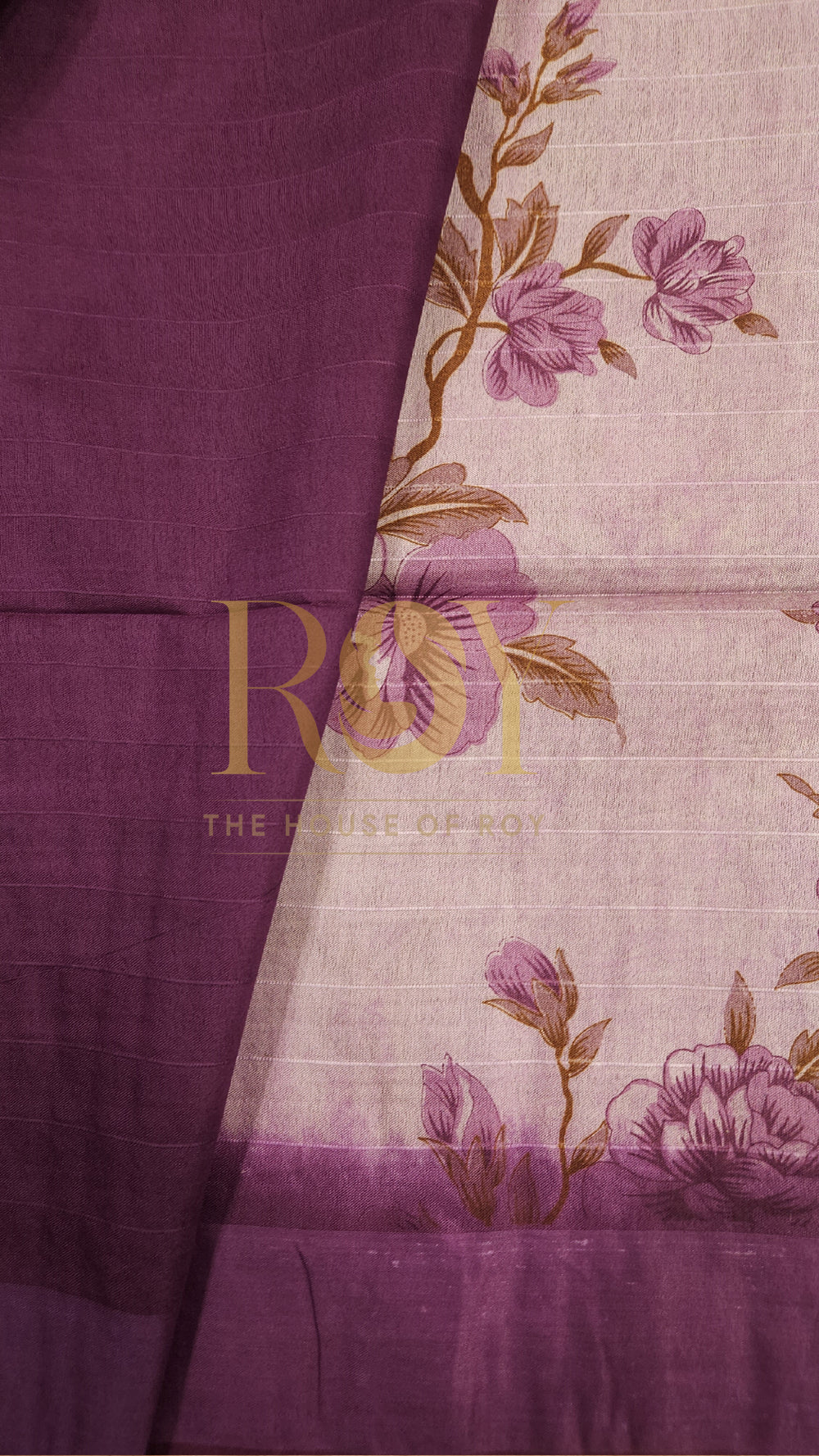Purple Floral Print Saree
