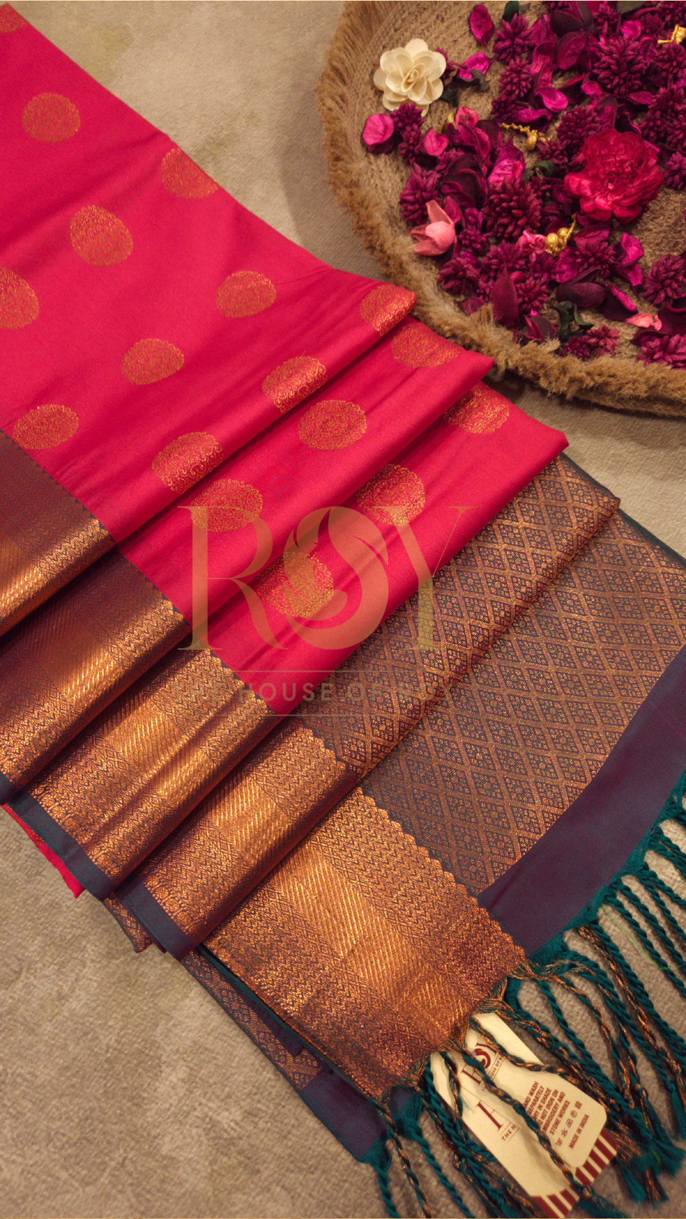 Rani Pink Mix Soft Silk Saree