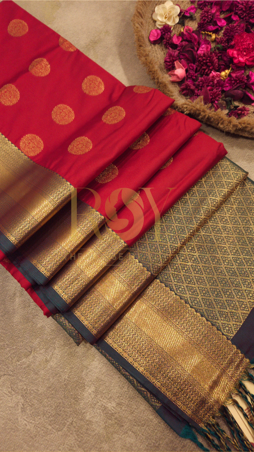 Bright Red Mix Soft Silk Saree