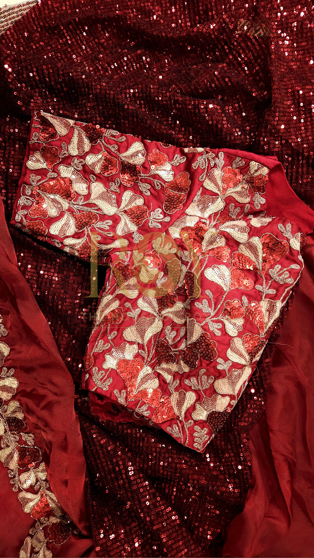Ruby Red Pre-Draped Designer Saree