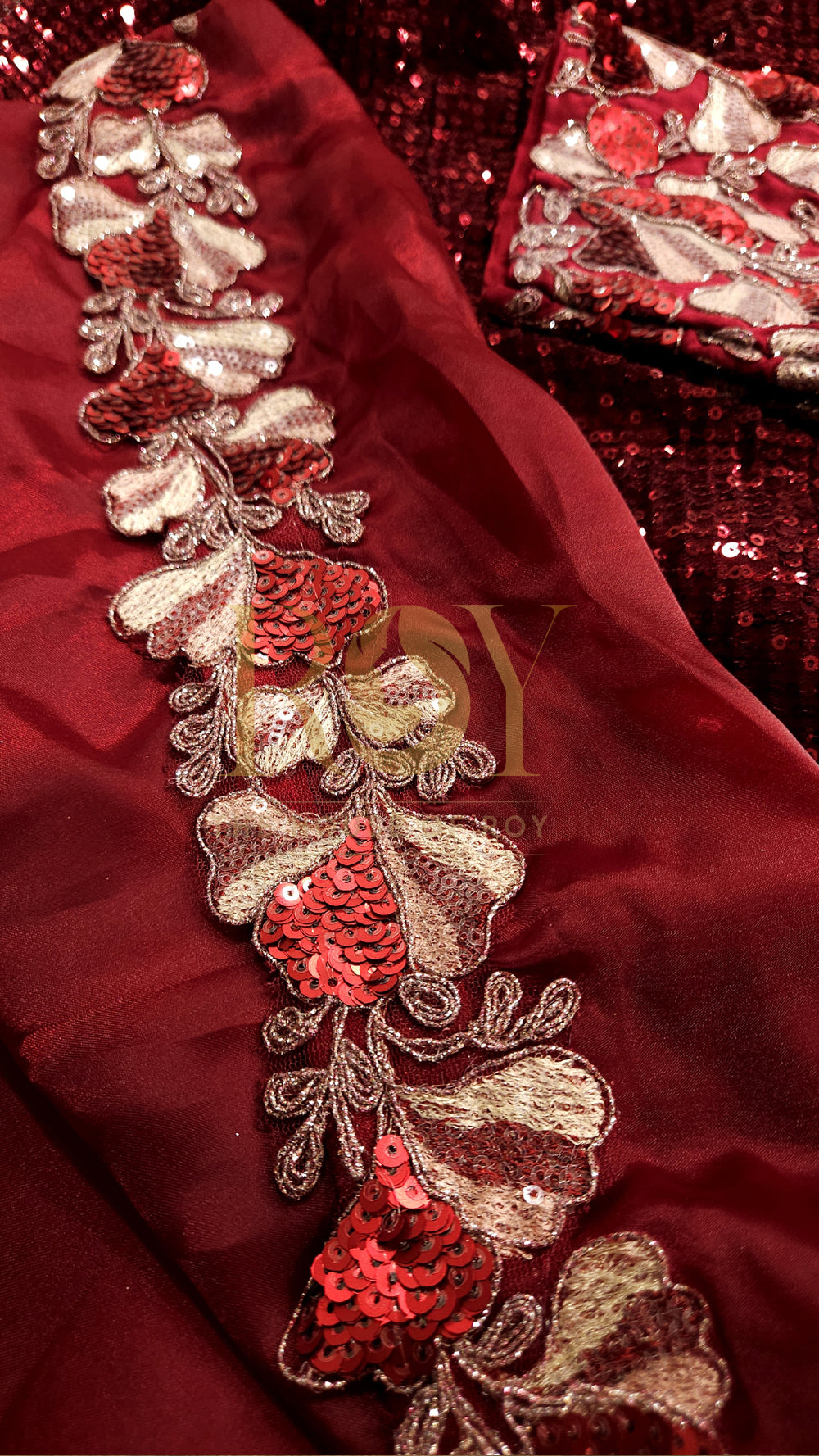 Ruby Red Pre-Draped Designer Saree