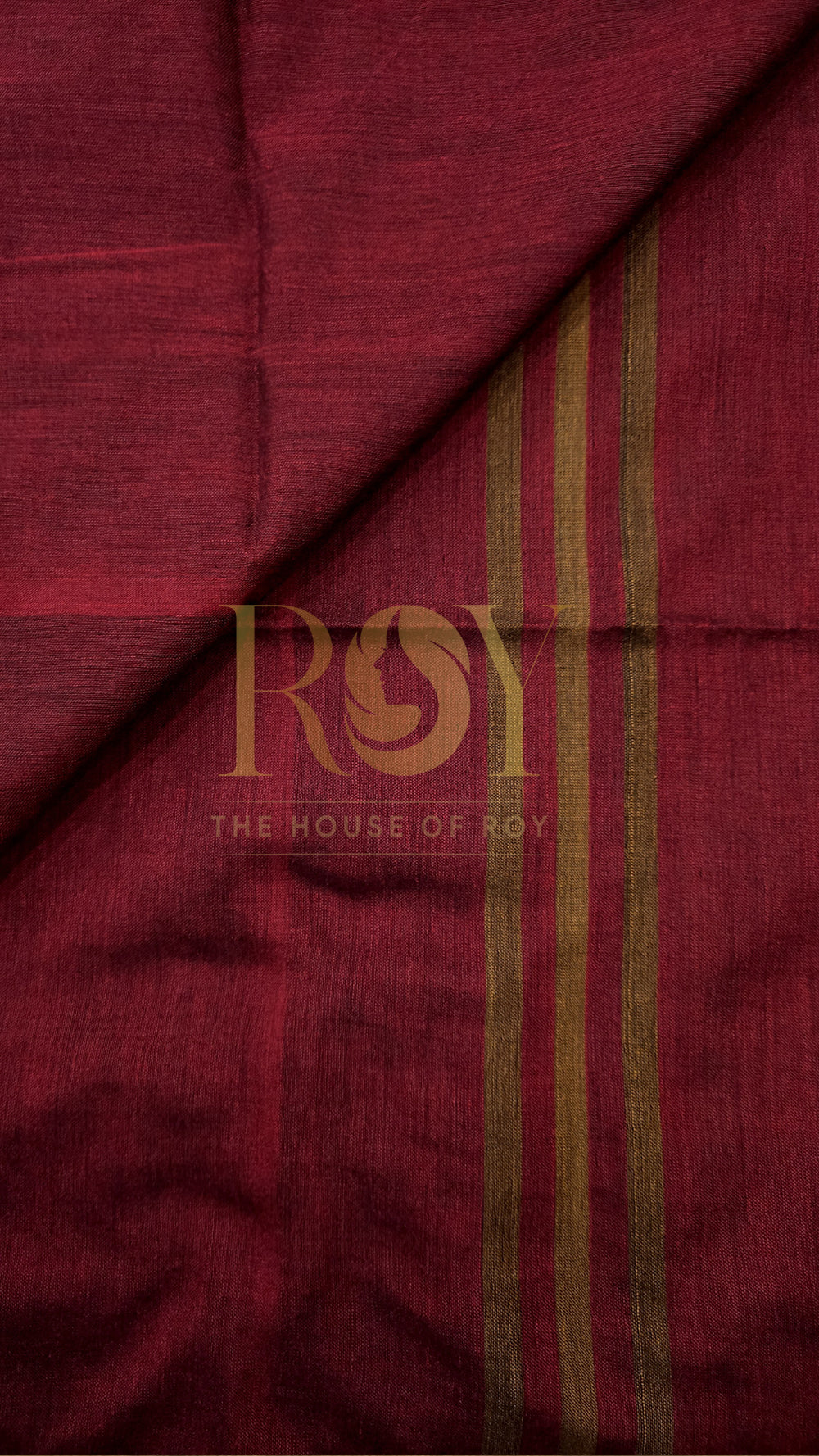 Maroon & Brown Striped Khadi Mul Cotton Saree