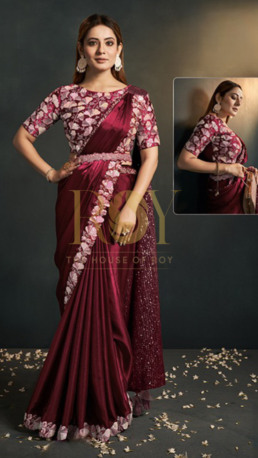 Ruby Red Pre-Draped Designer Saree