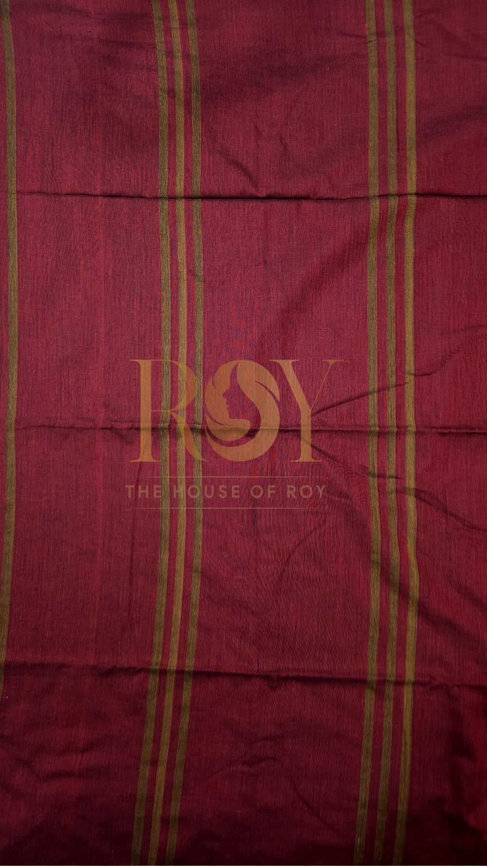 Maroon & Brown Striped Khadi Mul Cotton Saree