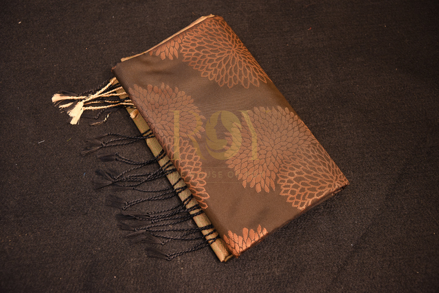 Soft Silk Saree with Rich Jari Pallu in Brown