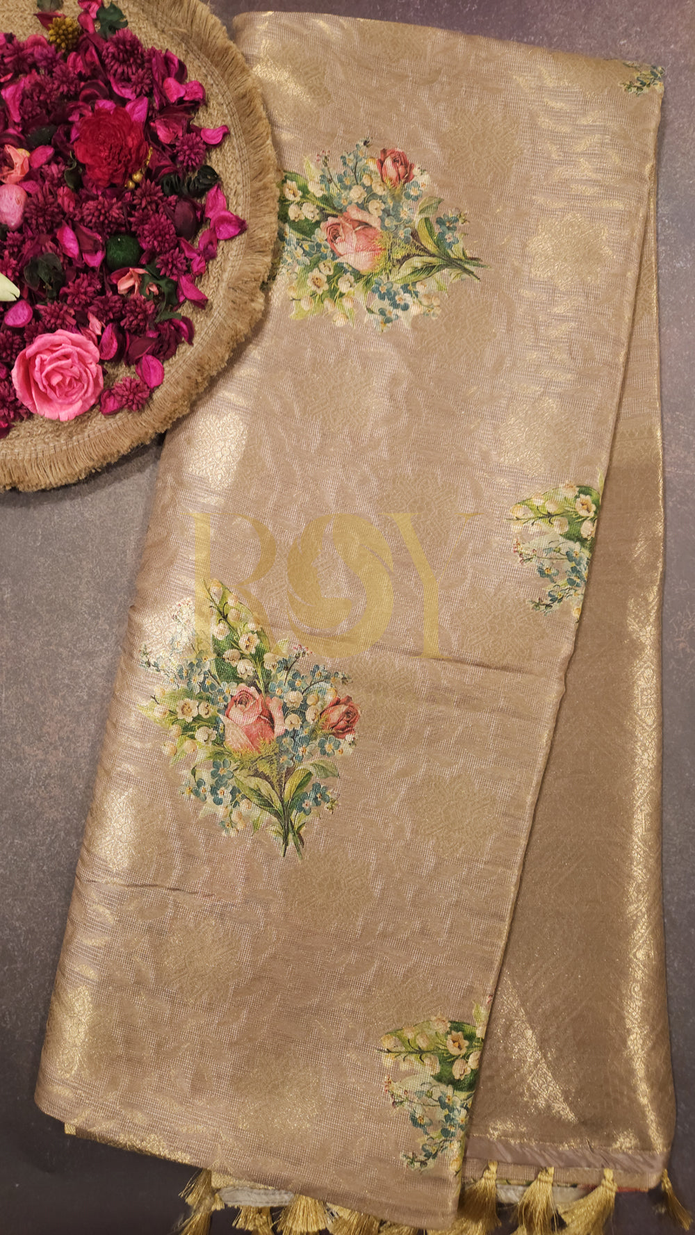 Brocade Pastel Rose Silk Saree