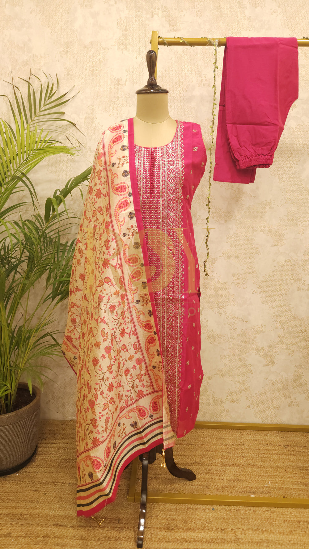 Ruby Pink Chudi Set
