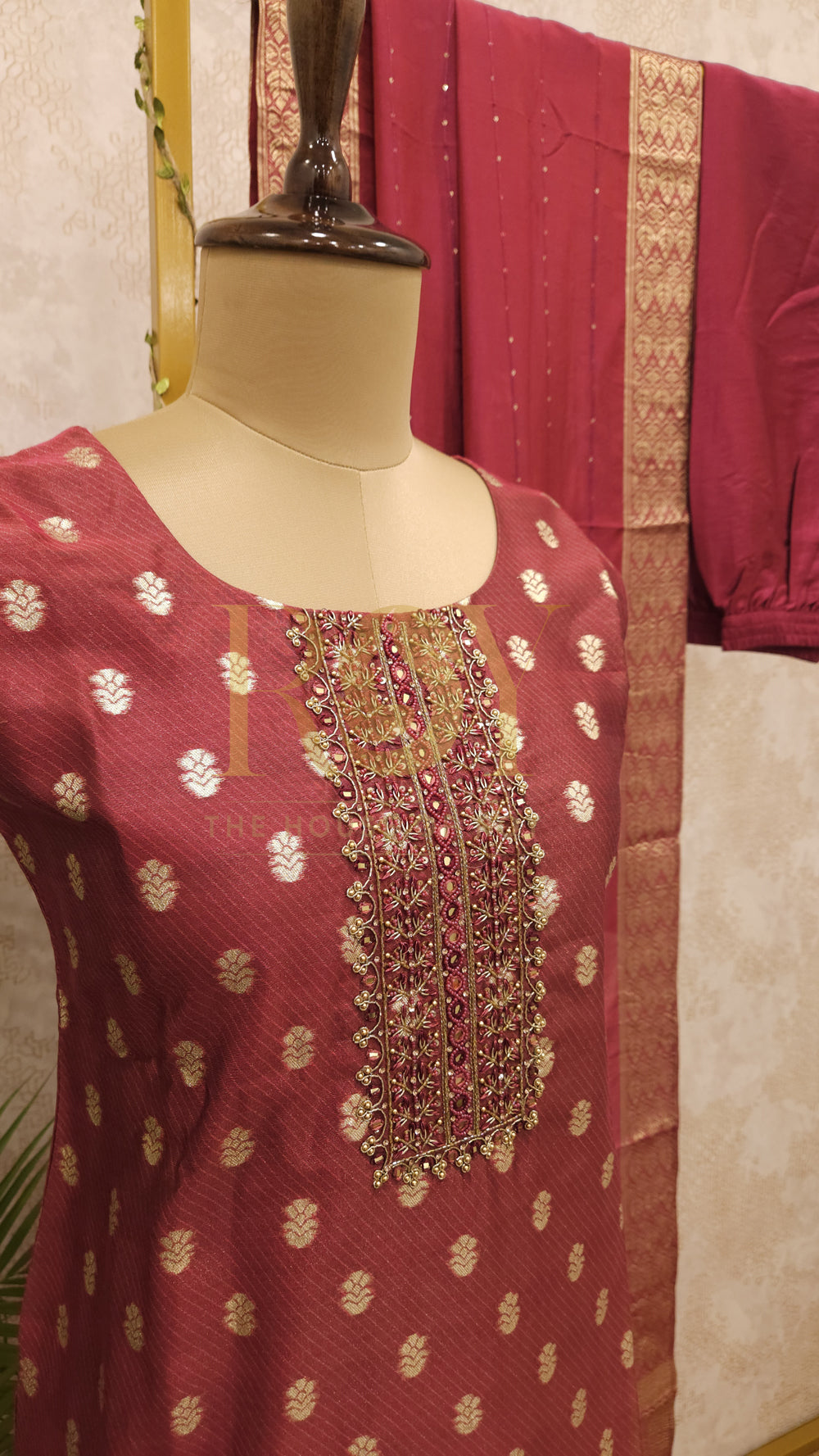 Rust Brocade Chudi Set