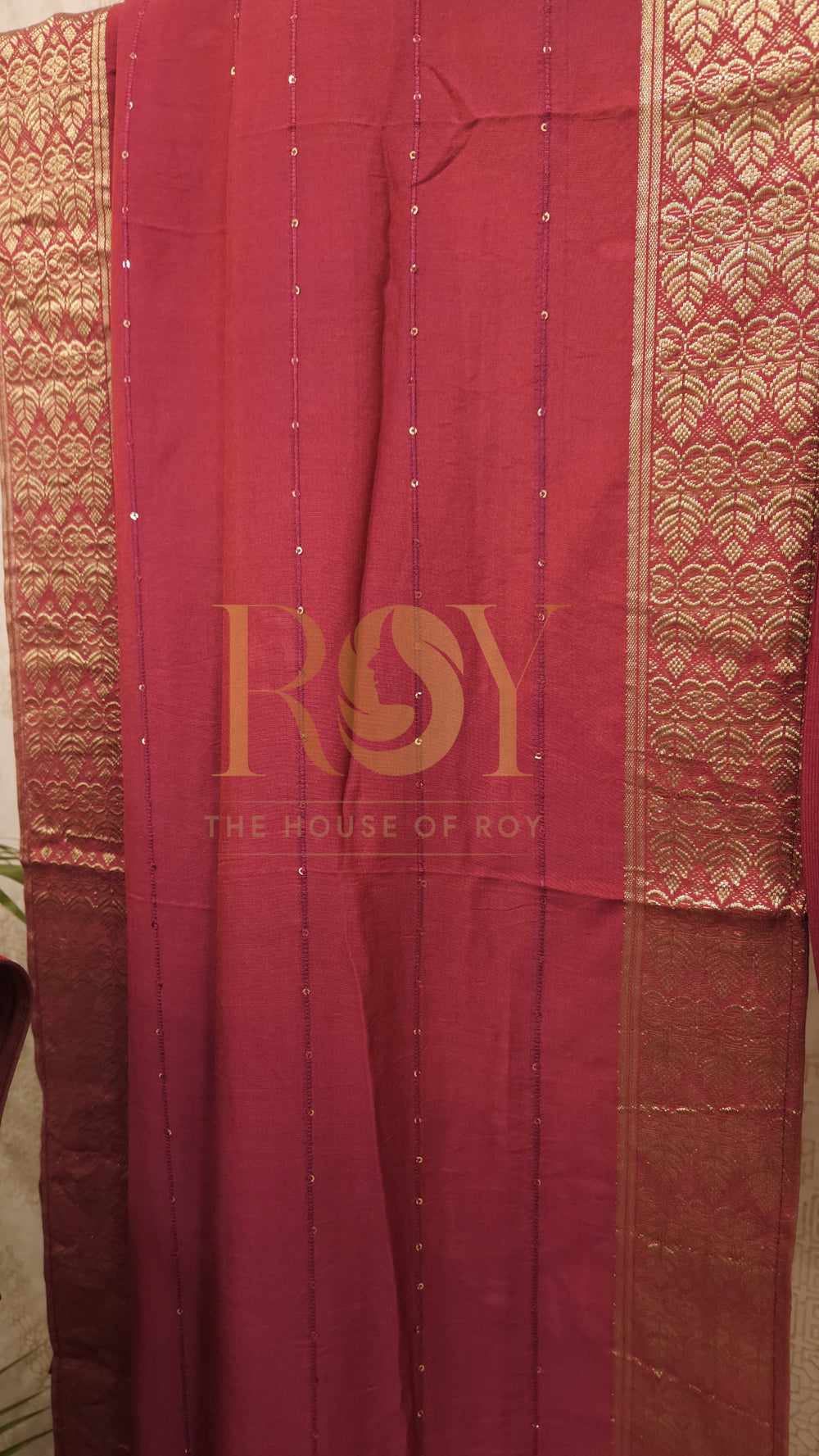 Rust Brocade Chudi Set