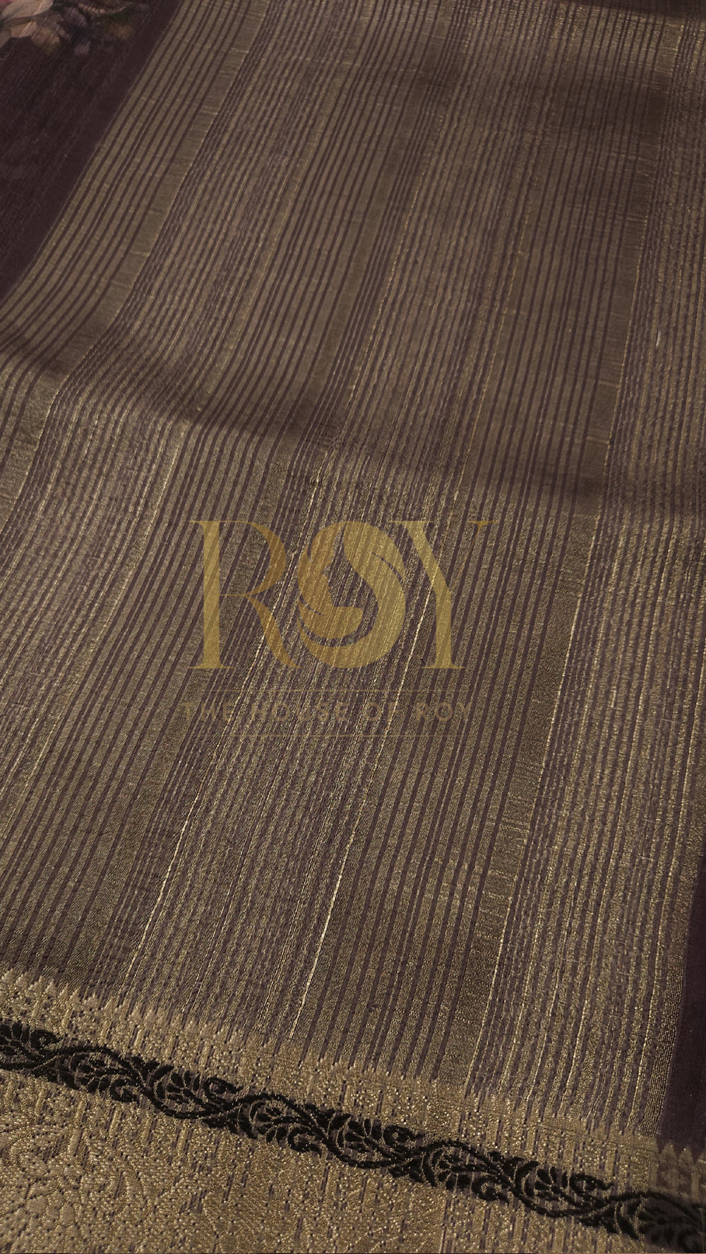 Rust Floral Print Chandheri Saree