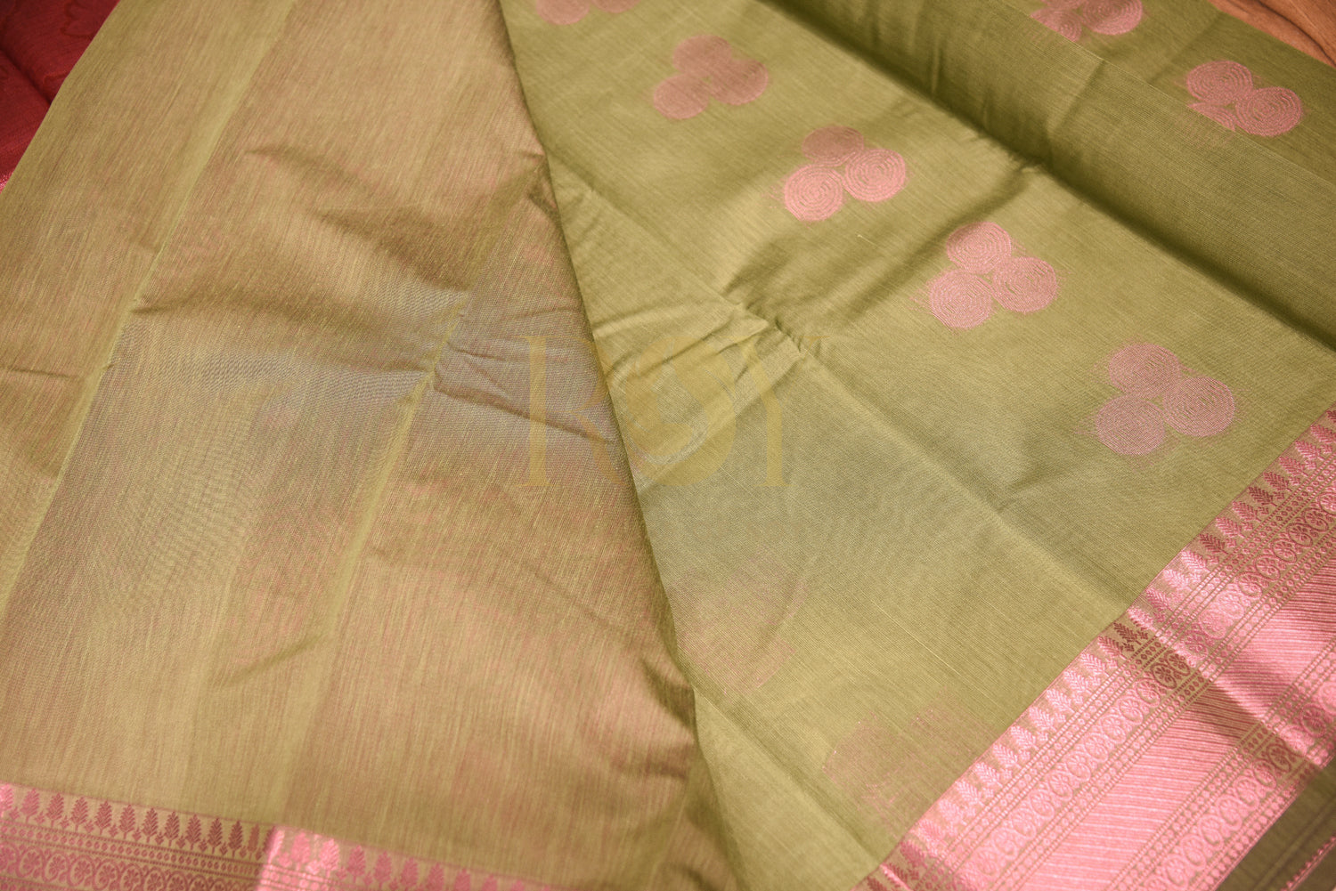 Dusty Green Kota Cotton Saree