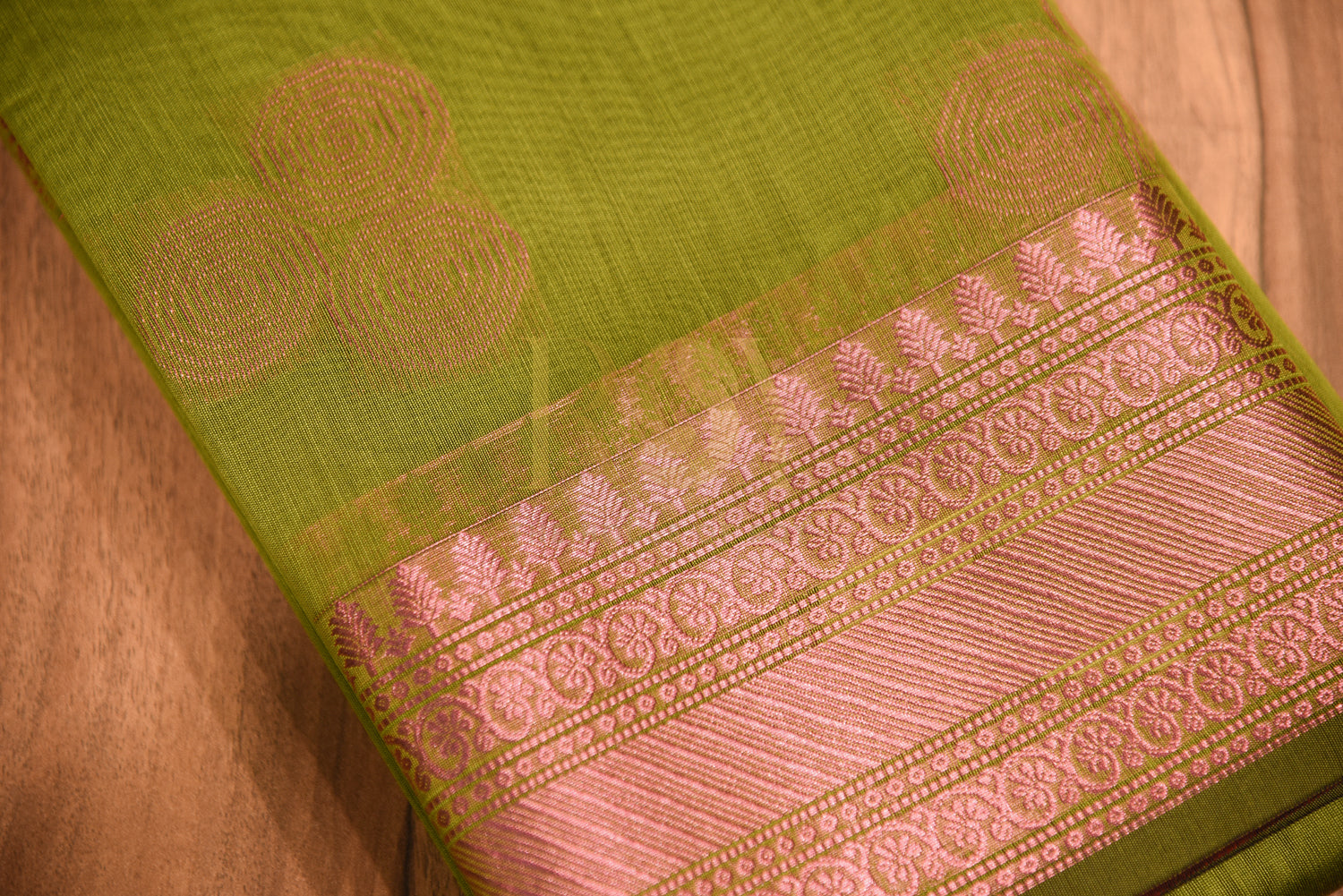 Kota Cotton Saree Moss Green