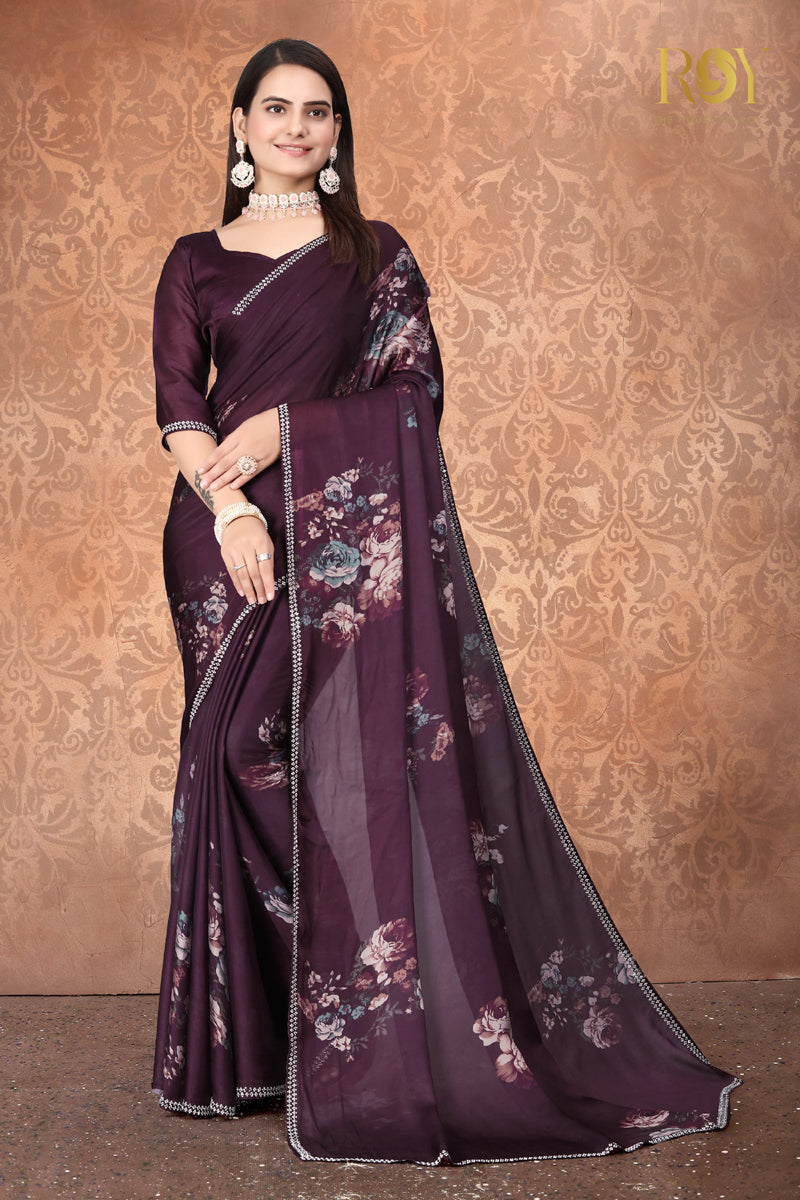 Fancy saree - Burgundy