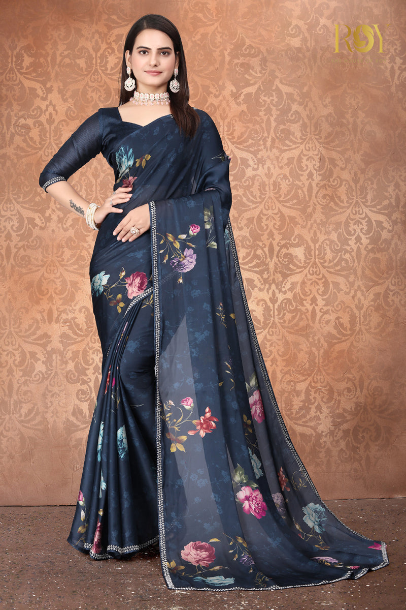 Navy Blue Fancy Saree