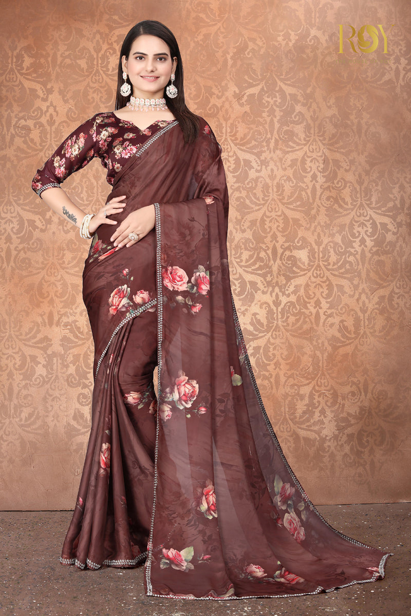 Fancy saree - maroon