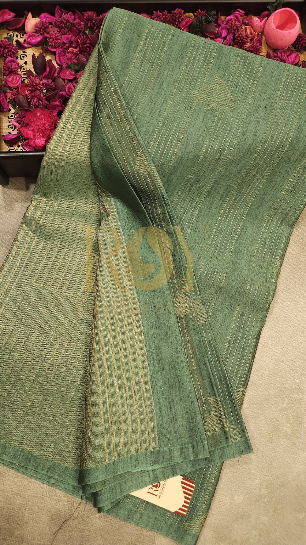 Slub silk Sea green