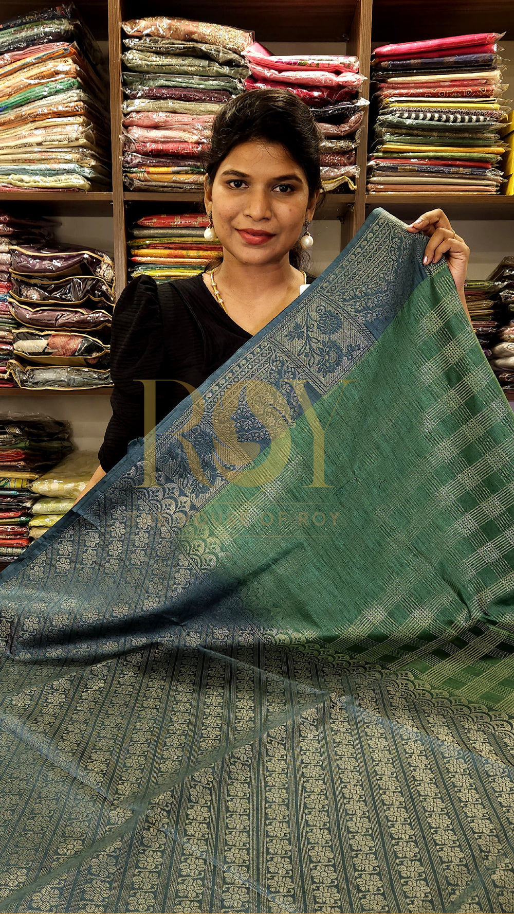 Sea green slub silk
