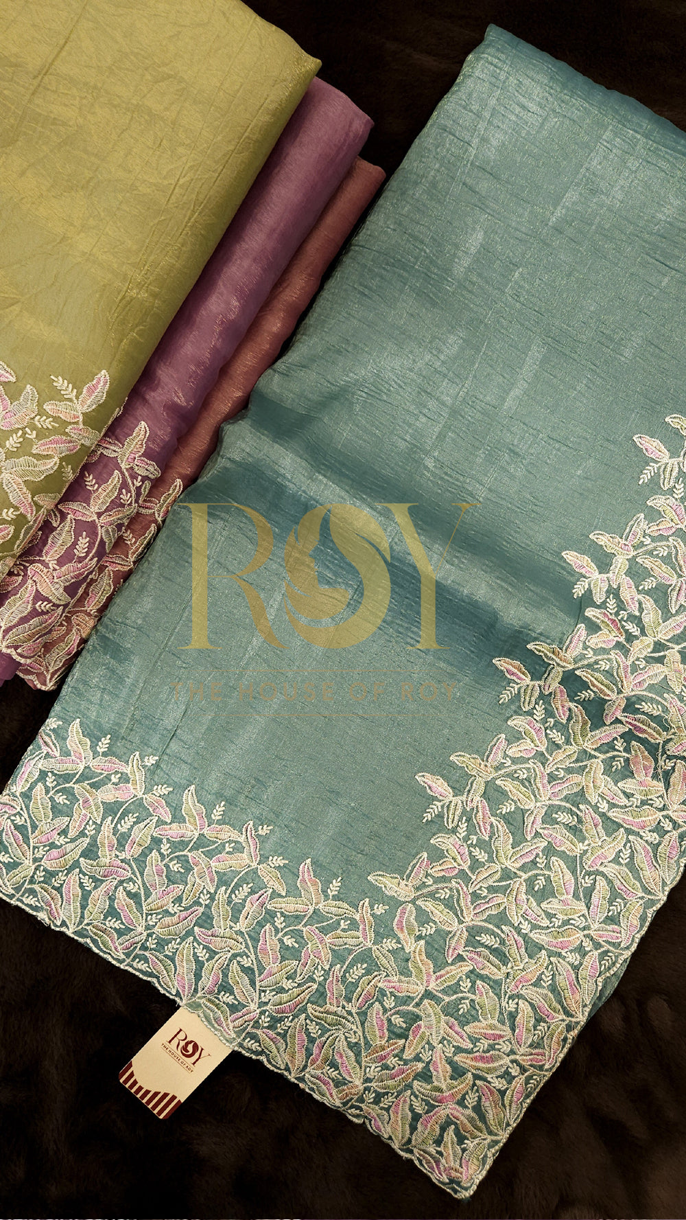 Sea Green Crushed Shimmer Organza Saree