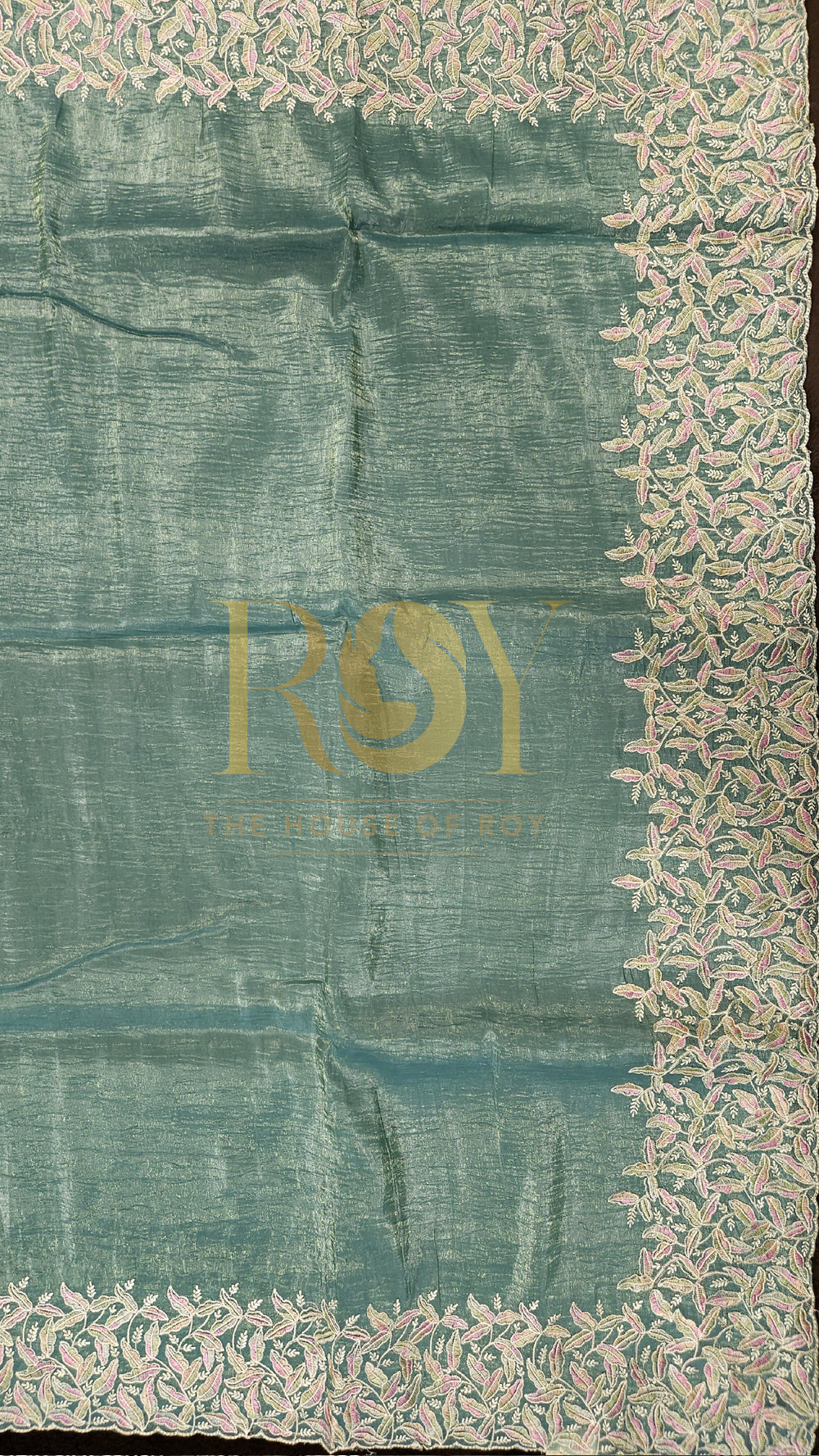 Sea Green Crushed Shimmer Organza Saree