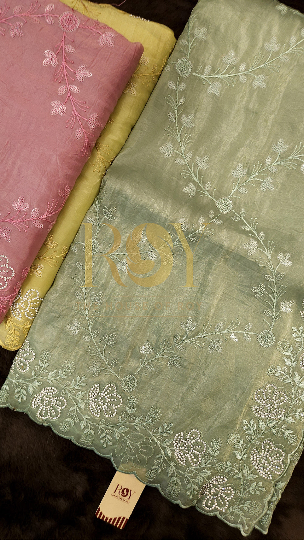 Sea Green Shimmer Organza Saree