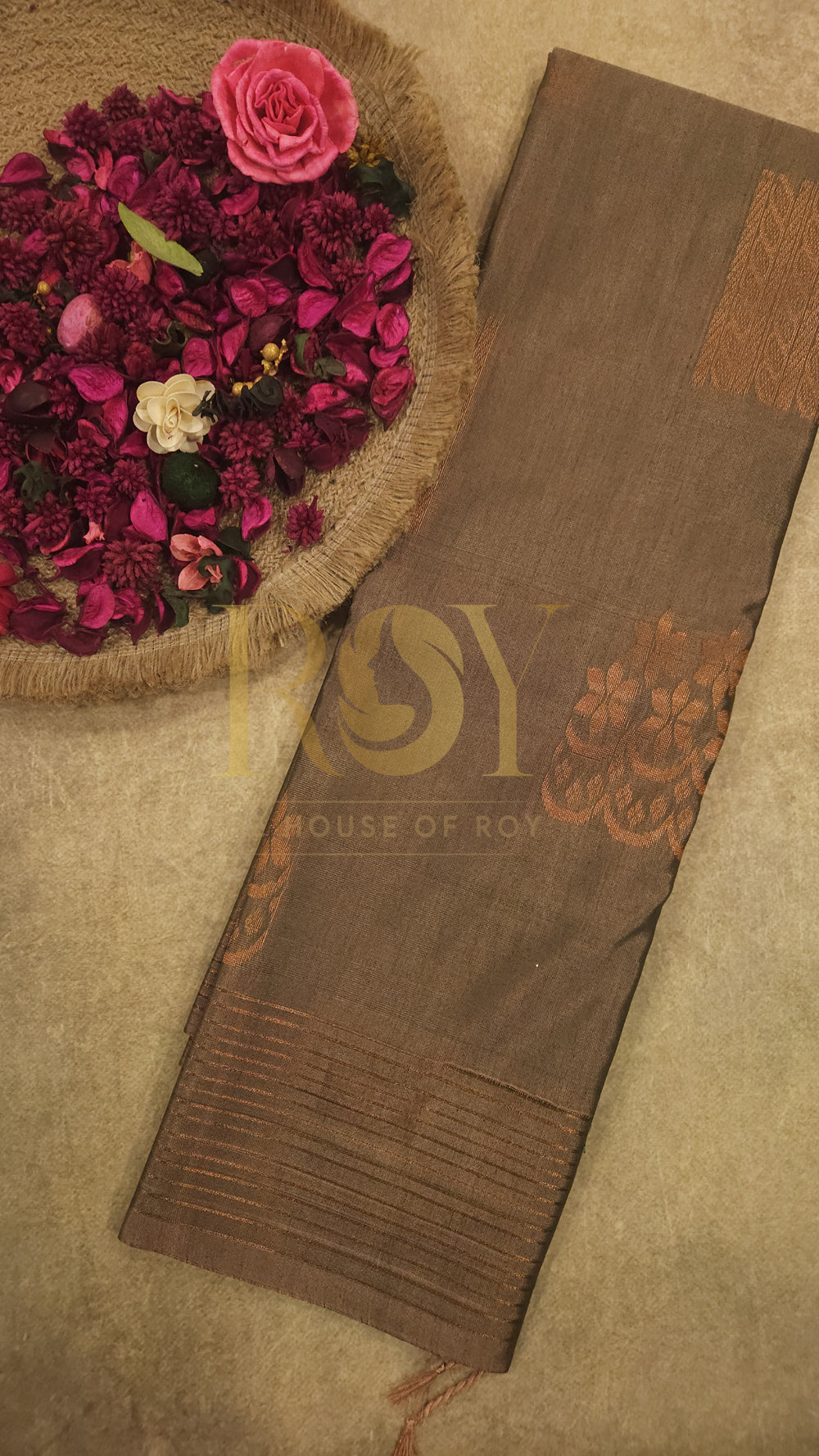 Soft Silk cotton Saree dusty brown