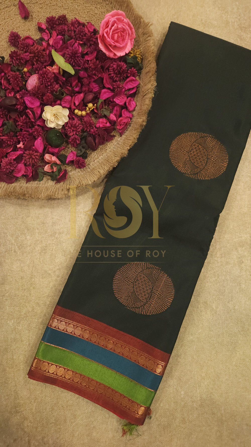 Soft Silk Cotton Saree Dark Green