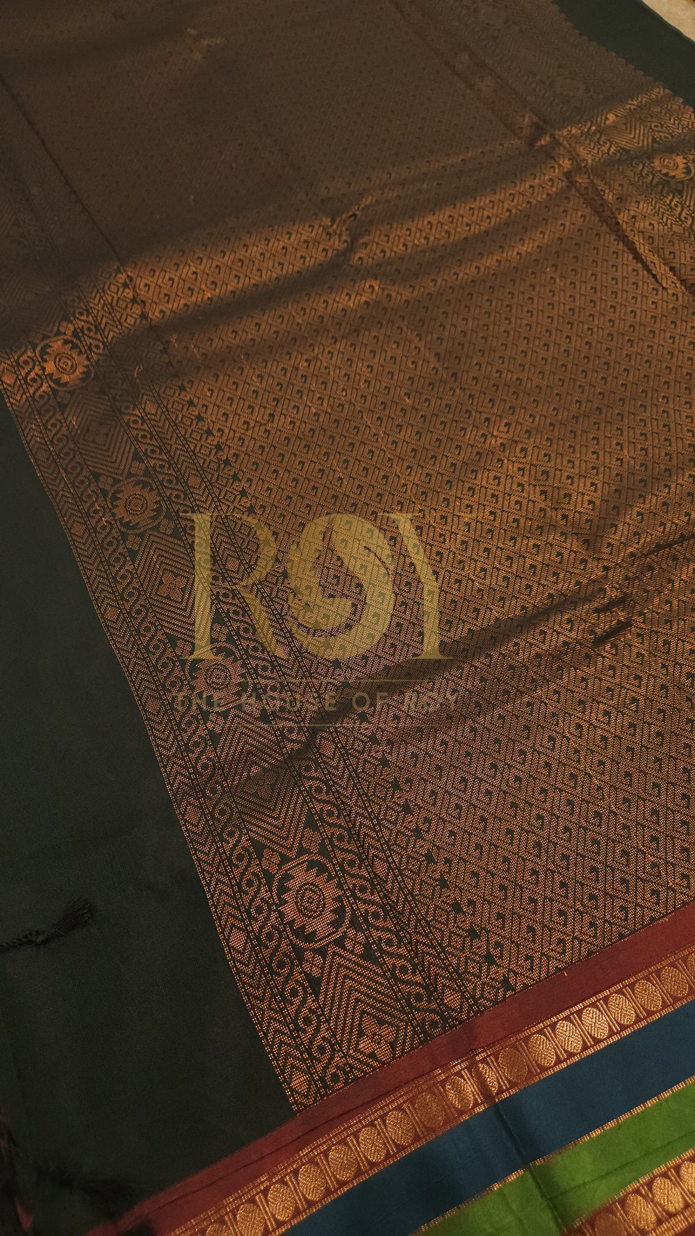 Soft Silk Cotton Saree Dark Green