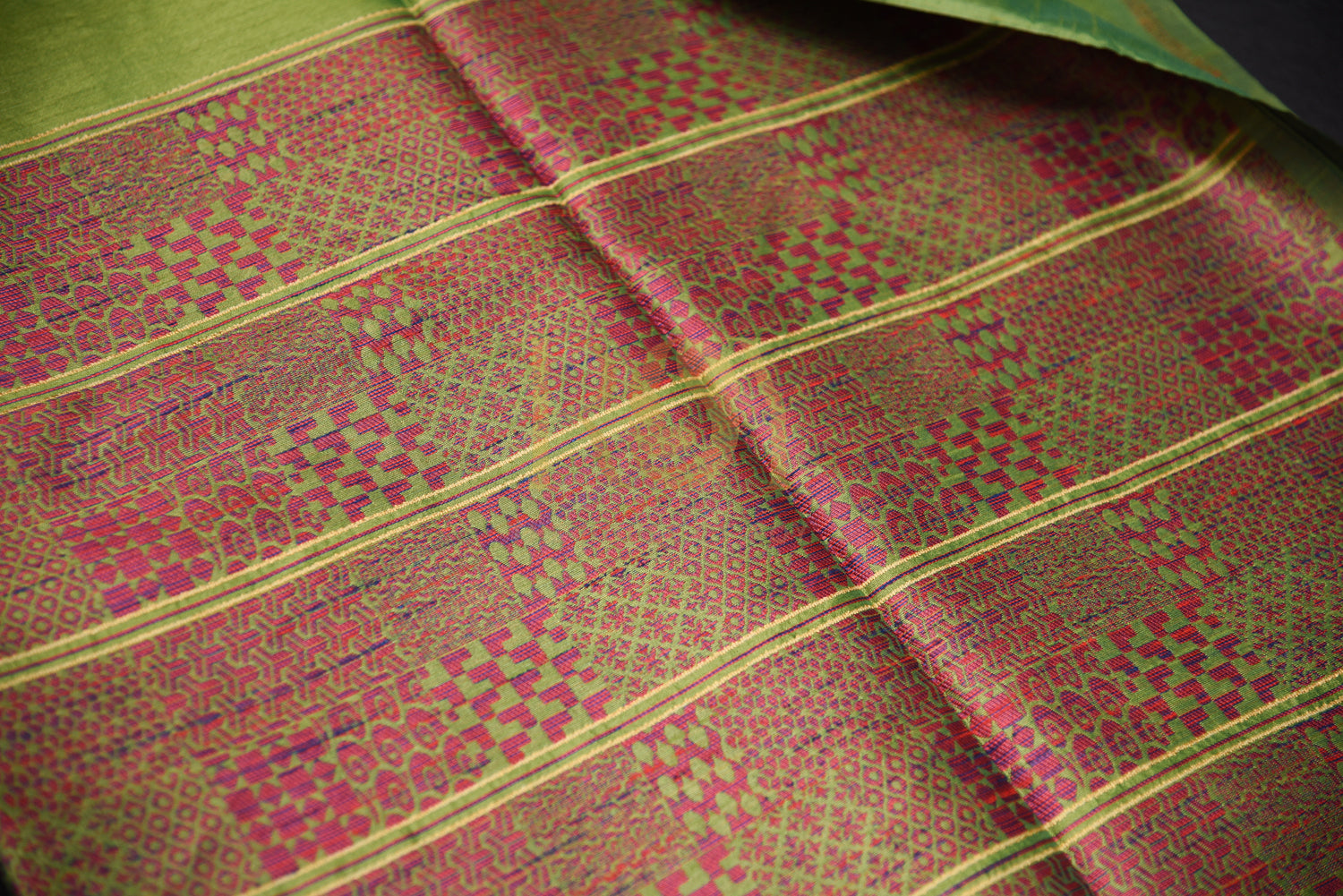 Silk cotton Saree olive green