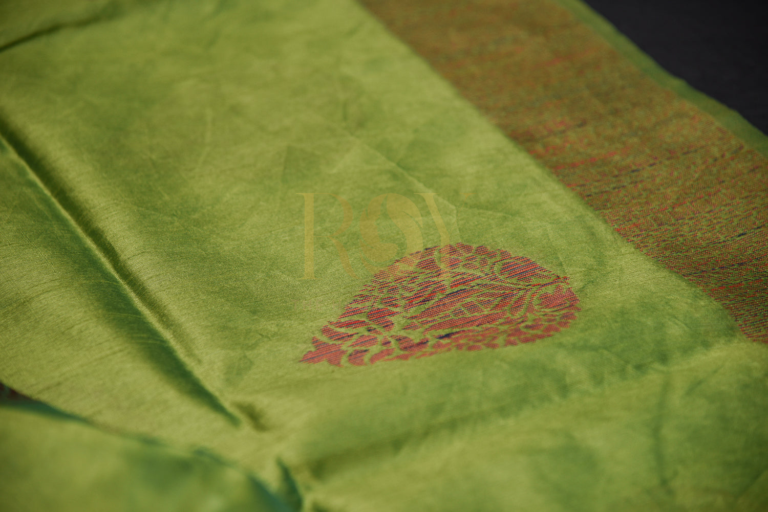 Silk cotton Saree olive green