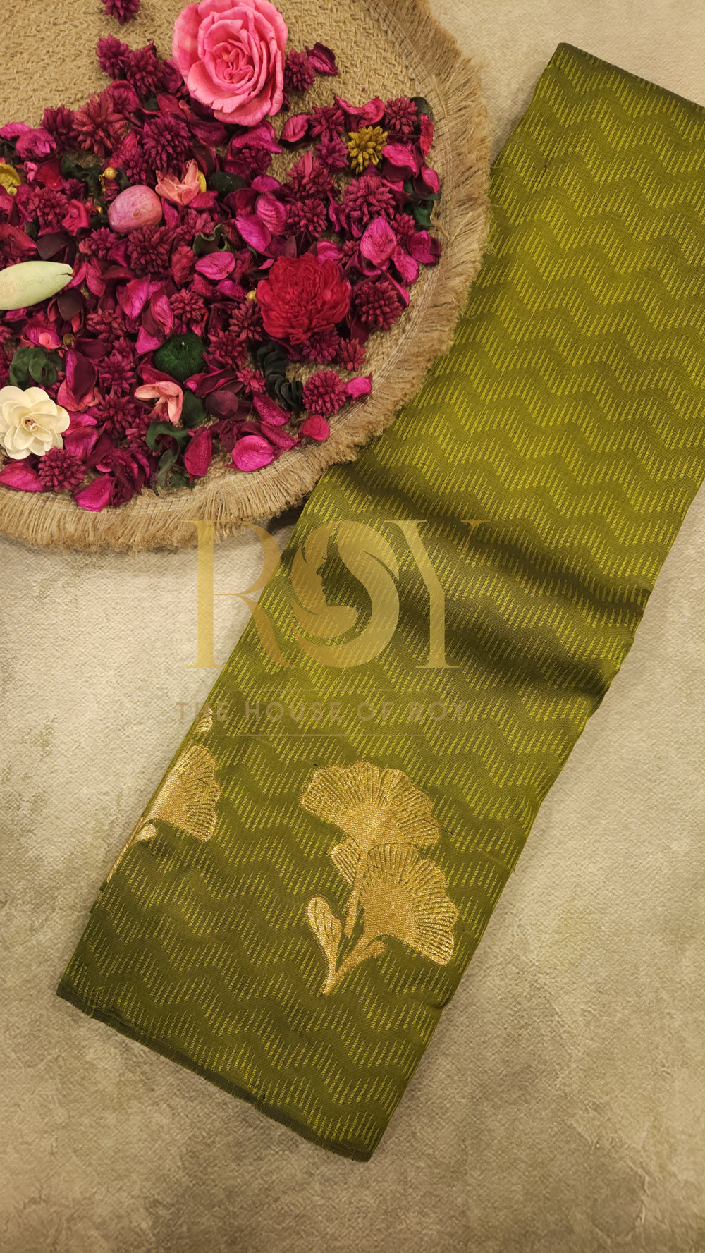 Pure Soft Silk Moss Green Saree