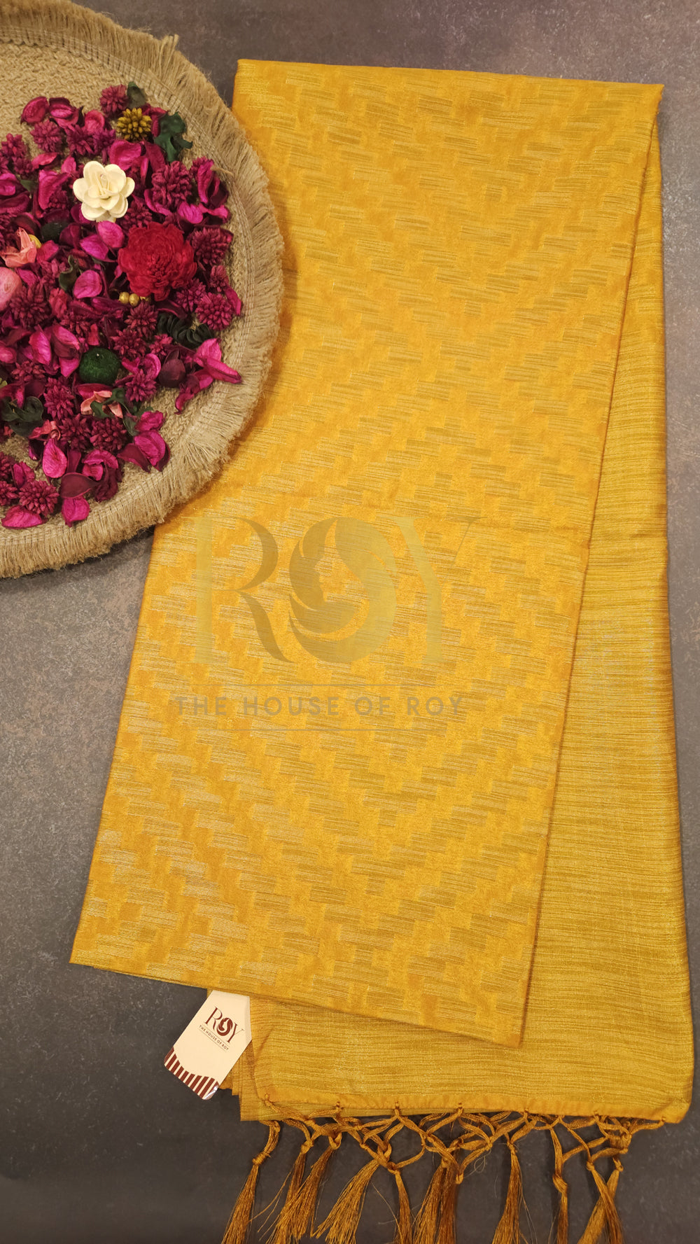 Silk Cotton Mustard Yellow Saree